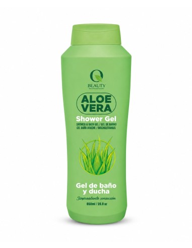 Envase de gel de baño y ducha Q Beauty Aloe Vera 855 ml.