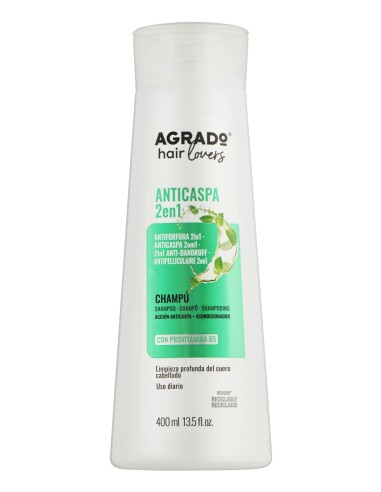 AGRADO Champú Anticaspa 2 en 1 con Acondicionador en envase de 400ml