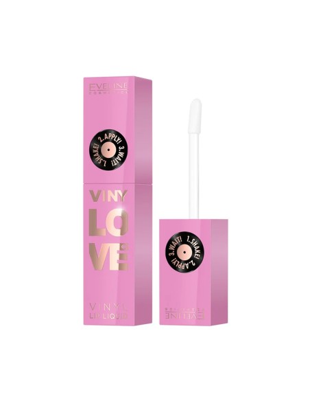 Labial líquido Eveline VinyLove tono 02 Dusty con aplicador desplegado