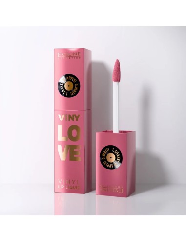 Labial líquido Eveline VinyLove tono 05 Rosy con aplicador desplegado