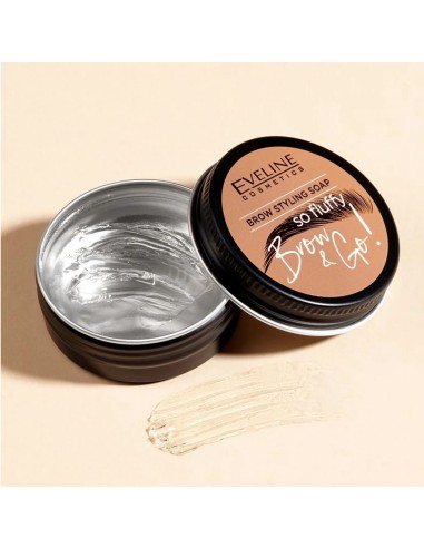 Tarro de gel jabón transparente para peinar y fijar cejas Eveline Cosmetics