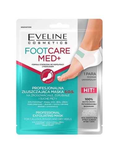 Sobre de mascarilla exfoliante para talones Eveline FootCare Med+ 1 par