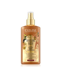Envase en spray del iluminador corporal dorado Eveline Golden Brazilian Body 150 ml