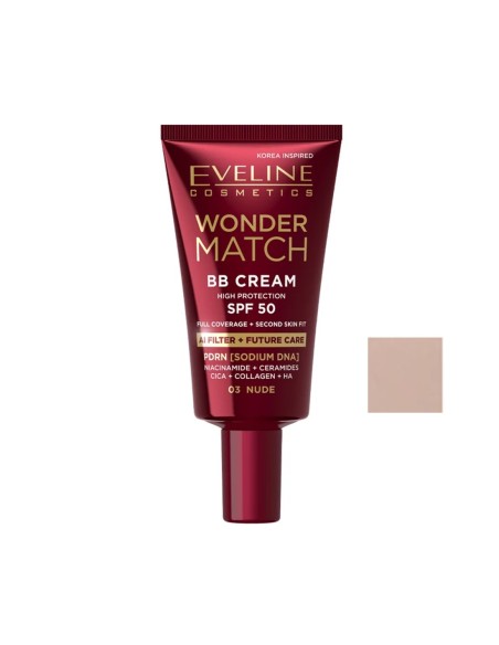 Eveline Wonder Match BB Crema SPF50 tono 03 Nude en tubo de 30 ml