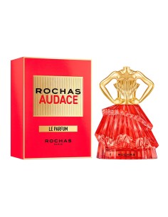 Frasco en forma de vestido rojo y torso dorado de Rochas Audace Le Parfum 2