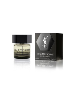 Frasco de perfume YSL La Nuit de L'Homme Eau de Toilette de 60 ml junto a su caja oficial