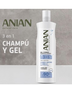 Vista frontal del envase Anian Gel y Champú 3 en 1 Aloe Vera de 250 ml. 2