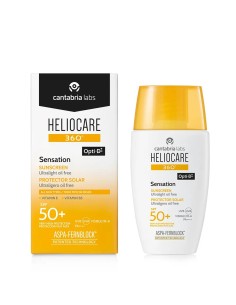 Caja y envase del protector solar facial Heliocare 360 Sensation SPF50+ 50 ml.