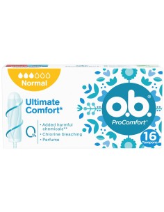 Caja de tampones o.b. ProComfort Normal sin aplicador de 16 unidades.