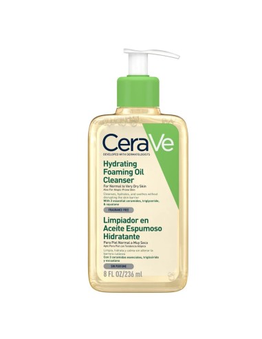 Envase de 236 ml del aceite limpiador espumoso hidratante CeraVe para piel normal a muy seca