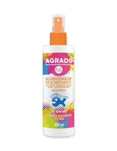Spray acondicionador desenredante sin tirones Agrado Kids en frasco de 250 ml.