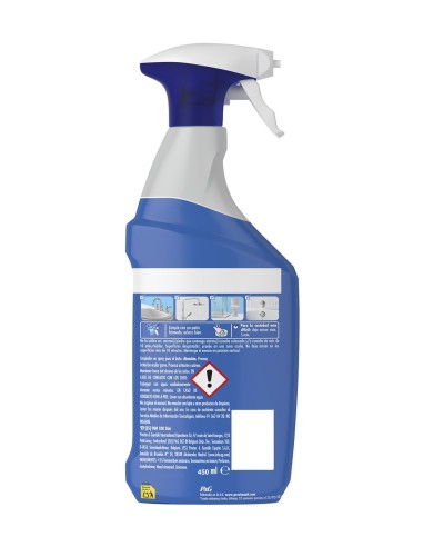 Vista posterior de la etiqueta del spray Don Limpio Baño con indicaciones de uso y seguridad.