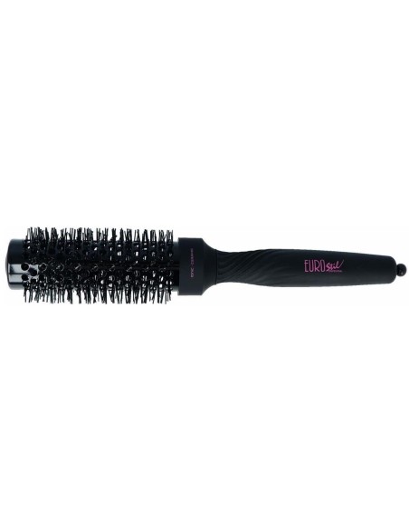 Cepillo de cabello térmico cerámico iónico Eurostil de 35 mm con cuerpo negro ventilado.