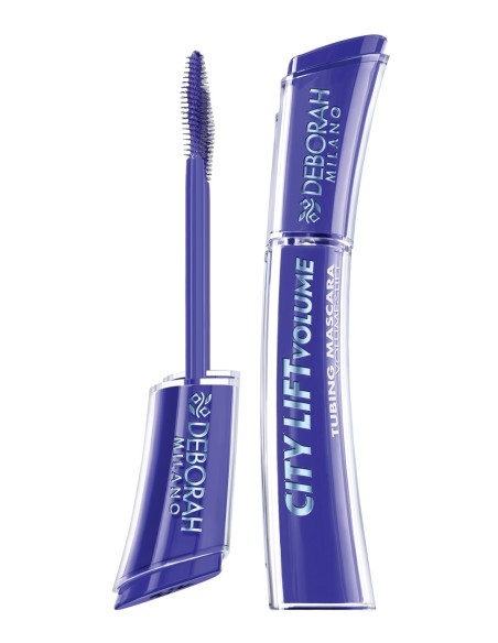 Mascara de pestanas azul Deborah Milano City Lift Volume con cepillo conico