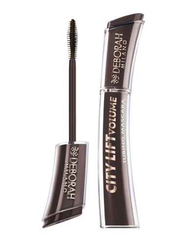 Mascara de pestanas marron Deborah Milano City Lift Volume con cepillo conico