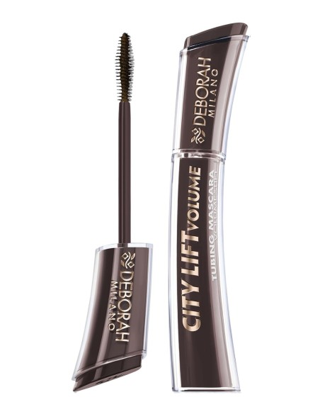 Mascara de pestanas marron Deborah Milano City Lift Volume con cepillo conico