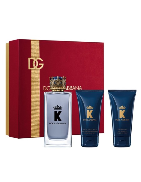 Caja roja de regalo del estuche K by Dolce Gabbana EDT con perfume after shave y gel