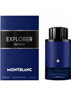 Detalle del envase azul de Montblanc Explorer Infinite Men EDP 100 ml 2