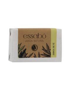 Pastilla de jabón natural Essabó de árbol de té en envase biodegradable