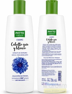 Botellas de champú Phyto Nature para cabello gris y blanco con extracto de centáurea