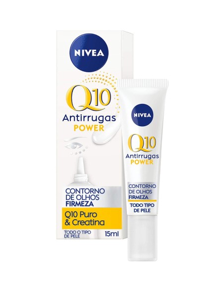 Caja y tuvo de crema Nivea Visage Contorno de Ojos Q10 Antiarrugas Power 15 ml.