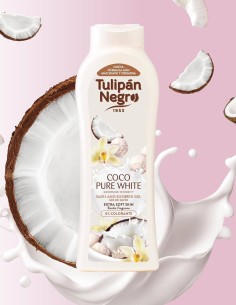 Envase frontal de Gel de Baño y Ducha Tulipán Negro Coco Pure White 650ml 2