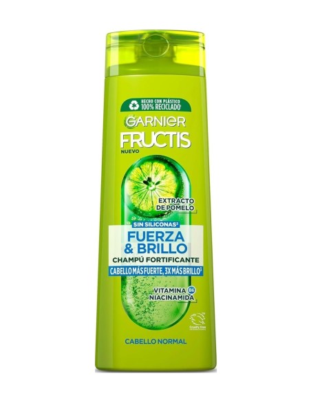 Botella de champú Garnier Fructis Fuerza y Brillo de 380 ml para cabello normal