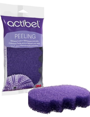 Esponja morada exfoliante Actibel Peeling para la ducha