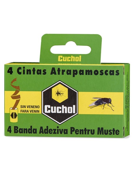 Estuche verde de Cuchol 4 Cintas Atrapamoscas sin veneno para insectos