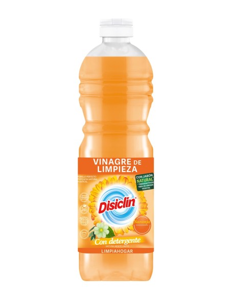 Botella frontal de Disiclin Vinagre de Limpieza Naranja con Detergente 1 Litro