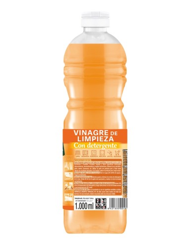 Detalle del etiquetado con las propiedades antical y desengrasantes de Disiclin Vinagre Naranja