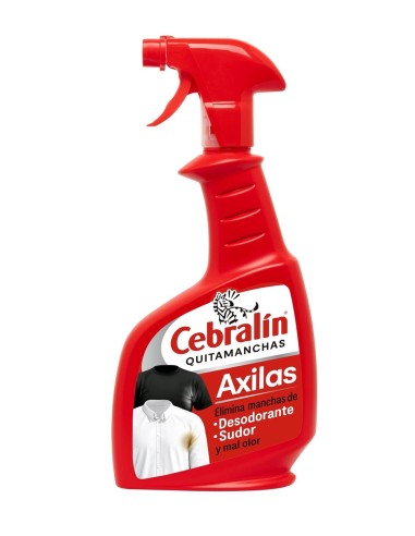 Vista frontal de la pistola quitamanchas Cebralín Axilas 400ml para sudor y desodorante.