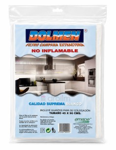 Paquete del filtro para campana extractora no inflamable blanco Dolmen 45x90 cm con guantes incluidos.