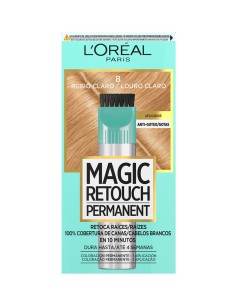 Caja frontal de L'Oréal Magic Retouch Permanent 8 Rubio Claro retoque de raíces en 10 minutos.