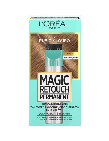 Caja de coloración para raíces L'Oréal Magic Retouch Permanent Tono 7 Rubio con cepillo aplicador anti-goteo.