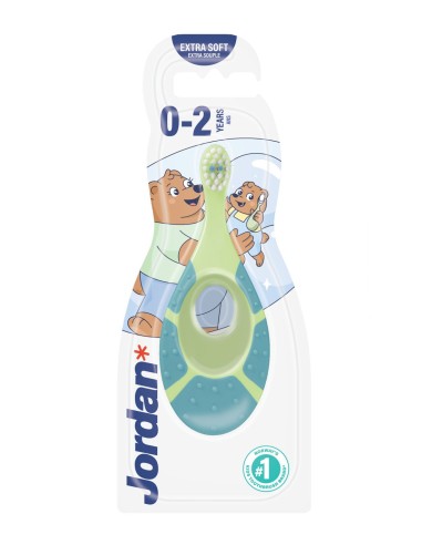 Blíster del cepillo dental infantil Jordan Baby para bebés de 0 a 2 años.