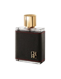 Frasco de cuero negro con pespunte rojo y estuche blanco de CH Men Carolina Herrera EDT 100 ml 2