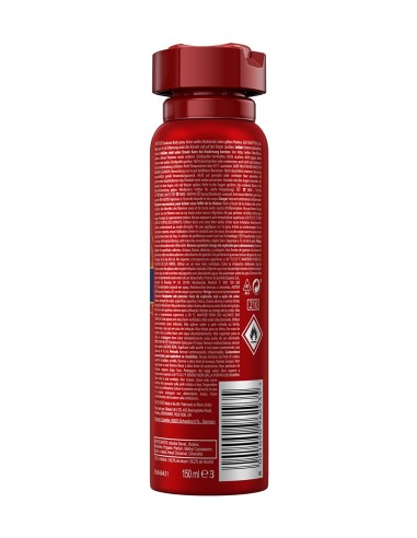 Reverso con ingredientes y precauciones del spray Old Spice Captain 150 ml