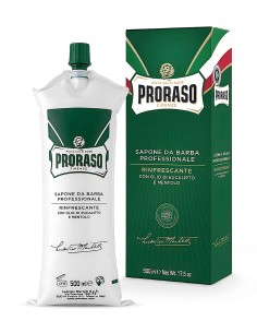 Caja de Proraso crema de afeitar refrescante 500 ml eucalipto y mentol formato profesional