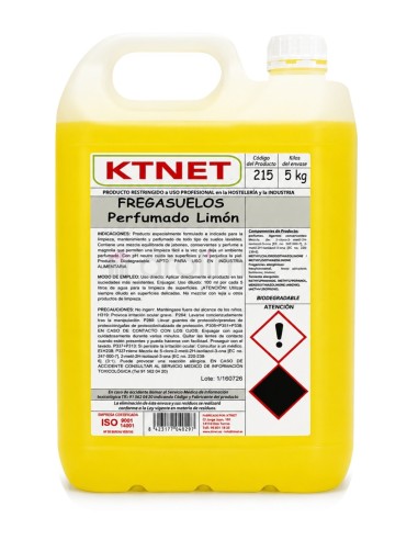Garrafa de 5 litros de fregasuelos profesional KTNET perfumado al limón