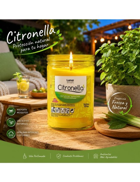 Vela Citronela con Tapa 125 g Lumar Aromatic | Drolim