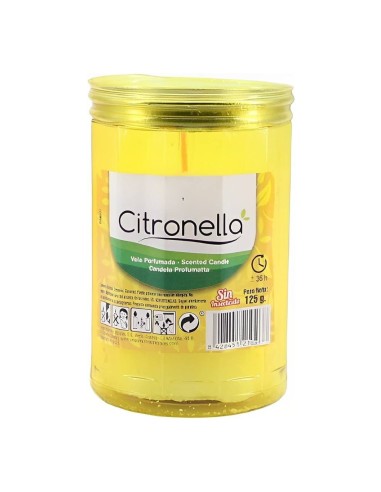 Vela de citronela con tapa en vaso de plástico Lumar Aromatic 125g