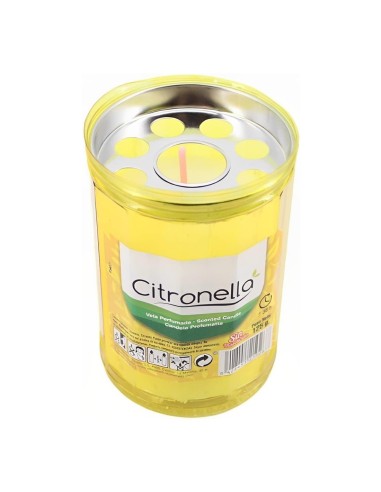 Medidas de la vela de citronela con tapa de plástico 10cm x 6cm