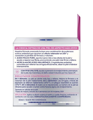 Reverso del envase Nivea Cellular Expert Filler con instrucciones y activos