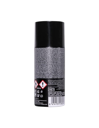Detalle del difusor y etiqueta de seguridad de Brummel Desodorante Spray