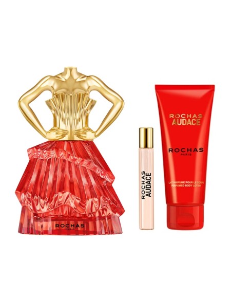 Estuche de regalo Rochas Audace Le Parfum con perfume, miniatura y loción corporal