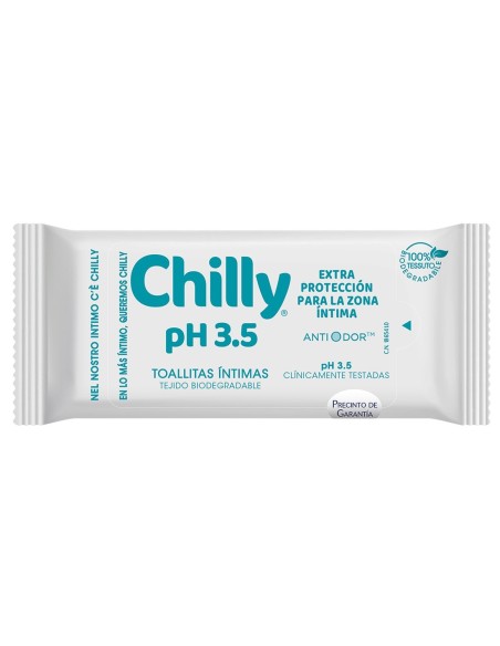 Paquete de Chilly Toallitas Íntimas pH 3.5 Extra Protección 12 unidades