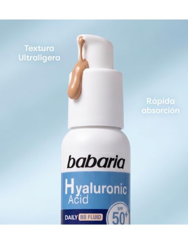 Muestra de textura ultraligera con color del fluido facial diario Babaria