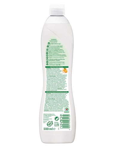 Etiqueta posterior con información e ingredientes Frosch Crema Naranja
