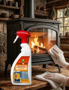 Botella con spray de Fuegonet Limpiador para Cristales de Estufa 750ml 2